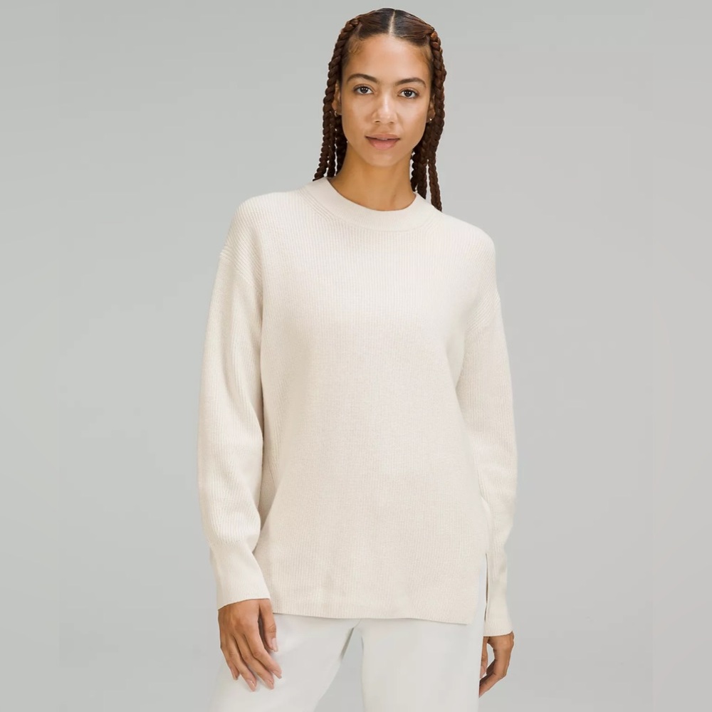 Merino Wool-Blend Ribbed Crewneck Sweater
